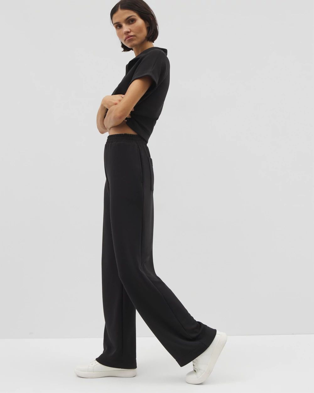 【MODERNIF】Sheer banding wide pants Wide Leg Trousers – LISA YANG